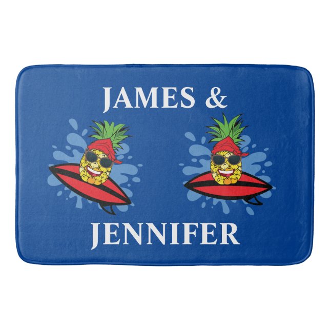 Alfombrilla De Baño Gracioso Surfing Pineapples (Anverso)