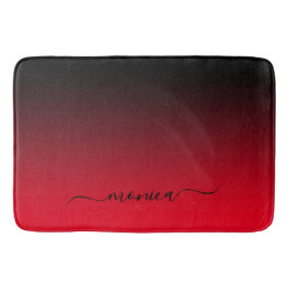 Alfombrilla De Baño Gradiente negro y rojo elegante nombre