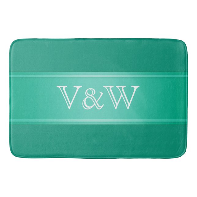 Alfombrilla De Baño Gradientes STRIPTS - verde oceánico + tu texto (Anverso)