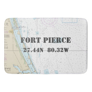 Alfombrilla De Baño Gráfica de latitud de longitud de Fort Pierce FL N