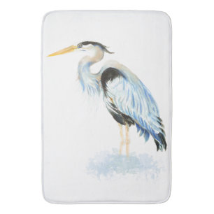 Alfombrilla De Baño Gran arte de aves acuáticas de la garza azul