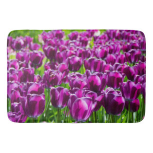 Alfombrilla De Baño Gran campo de tulipanes morados