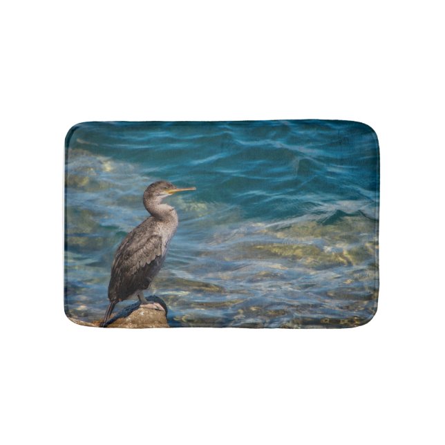 Alfombrilla De Baño Gran Cormorán Sobre Las Rocas (Anverso)