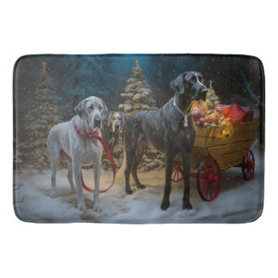Alfombrilla De Baño Gran Danés Sleigh de Navidad Decoración de Navidad