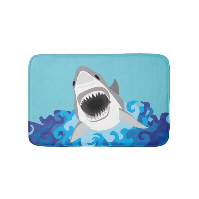 Alfombrilla De Baño Gran dibujo animado divertido del tiburón blanco (Anverso)