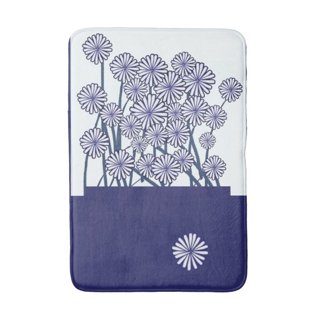 Alfombrilla De Baño Gran Flor Azul  (Frente vertical)