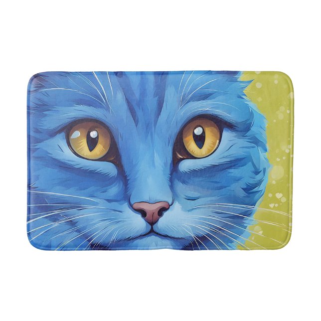 Alfombrilla De Baño Gran gato azul. (Anverso)