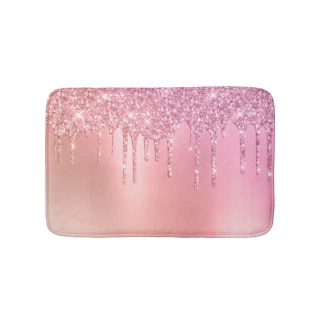 Alfombrilla De Baño Grandioso oro rosa rosa y goteo de purpurina de co (Anverso)