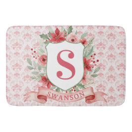 Alfombrilla De Baño Grandmillennial Holiday Crest | Christmas Monogram