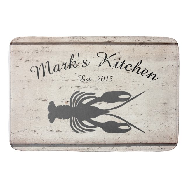 Alfombrilla De Baño Granja Cajun Crawfish Monograma Kitchen Mat (Anverso)
