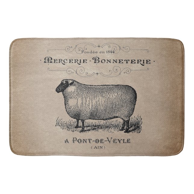 Alfombrilla De Baño Granja de oveja francesa de edad avanzada (Anverso)