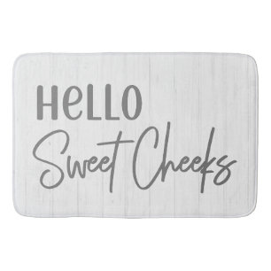 Alfombrilla De Baño Granja rústica Hola Cheeks Dulces Madera Blanca