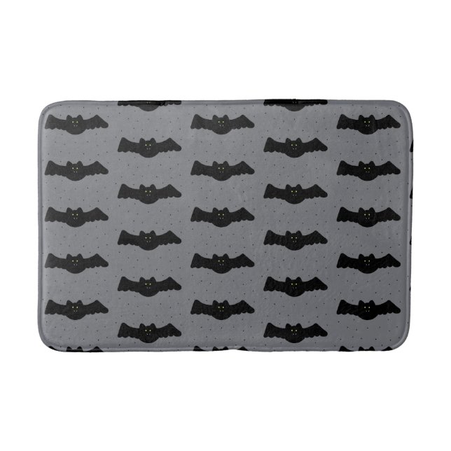 Alfombrilla De Baño Gray and Black Halloween Bats (Anverso)