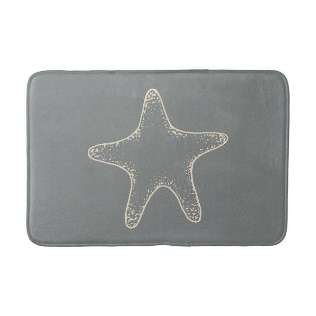 Alfombrilla De Baño Gray Beach Starfish Náutico Baño Rug Bath Mat (Anverso)