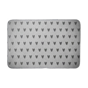 Alfombrilla De Baño Gray Burlap Whimsical Hearts Rústic Farmhouse