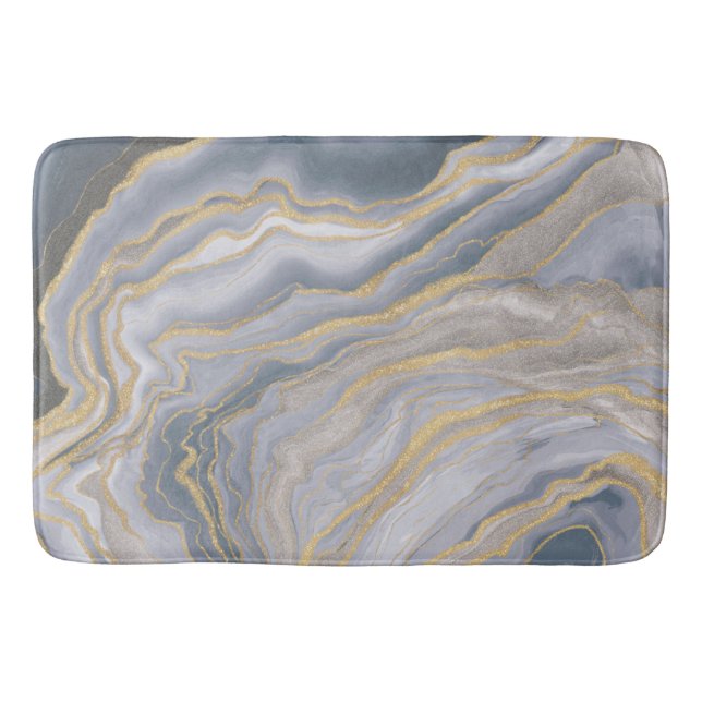Alfombrilla De Baño Gray Gold Fluid Liquid Painting (Anverso)