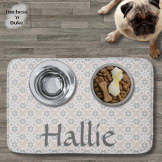Alfombrilla De Baño Gray Spanish Tile Personalized Pet Food Mat