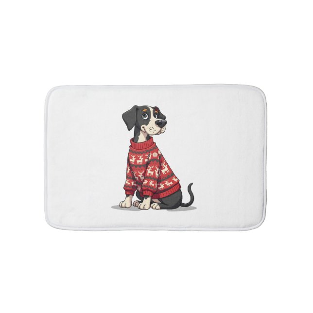 Alfombrilla De Baño Great Dane Christmas Sweater (Anverso)