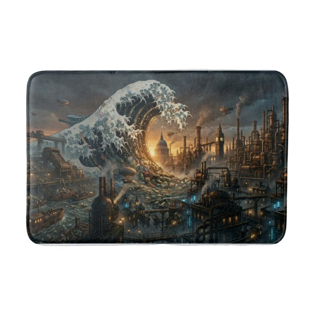 Alfombrilla De Baño Great Plastic Trash Wave - Steampunk Bath Mat (Anverso)