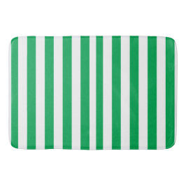 Alfombrilla De Baño Green and White Cabana Stripes 