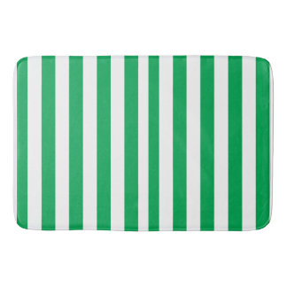 Alfombrilla De Baño Green and White Cabana Stripes 