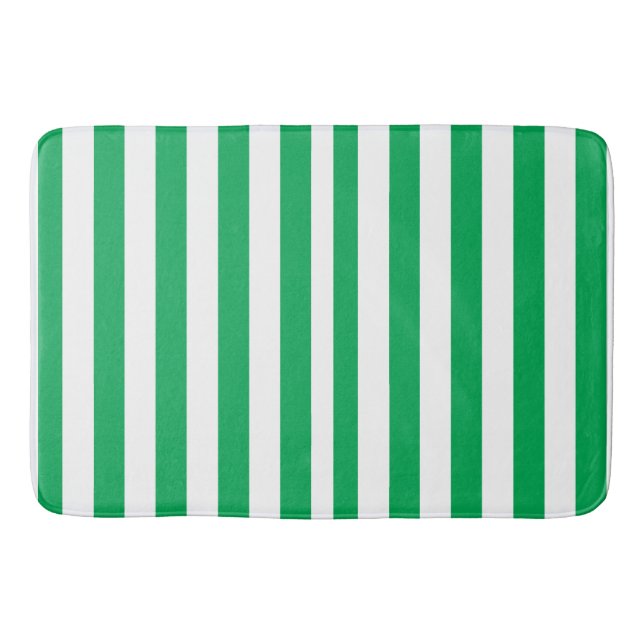 Alfombrilla De Baño Green and White Cabana Stripes  (Anverso)