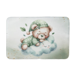Alfombrilla De Baño Green Boho Sleeping Teddy Bear Cute