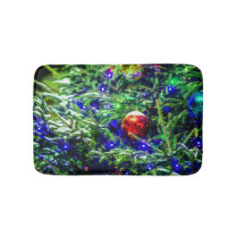 Alfombrilla De Baño Green Christmas Tree Red Ball