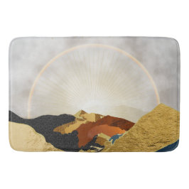 Alfombrilla De Baño Green Gold Metallic Mountain Bright Sun Landscap
