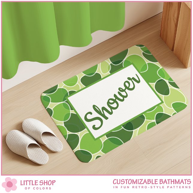 Alfombrilla De Baño Green Retro-Style Ovals Customizable (Subido por el creador)