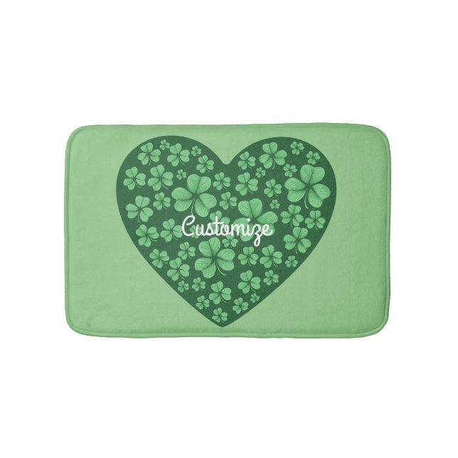 Alfombrilla De Baño Green Shamrock Heart St Patrick's Day (Anverso)
