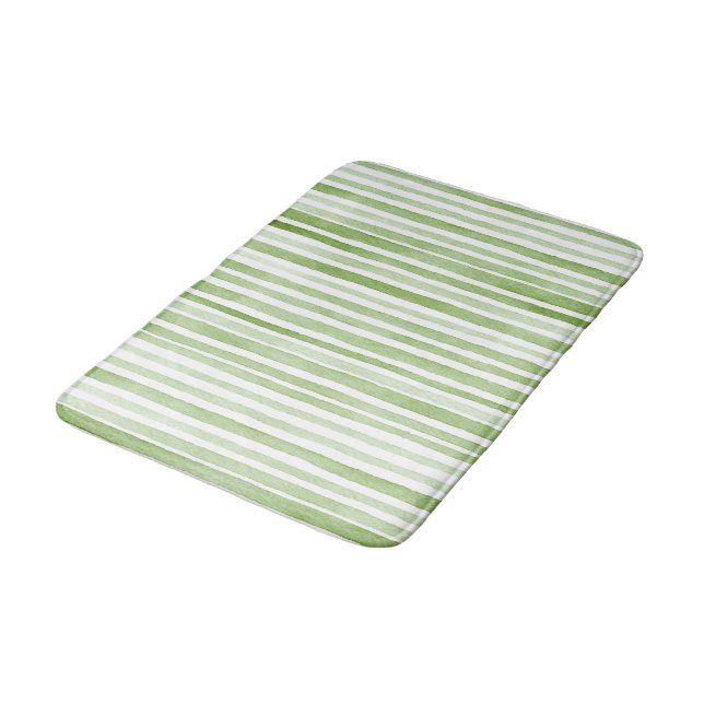 Alfombrilla De Baño Green White Stripes (Angular)