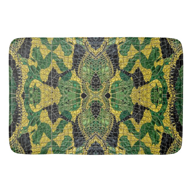 Alfombrilla De Baño Green Yellow Alligator Crocodile Dragon Leather (Anverso)
