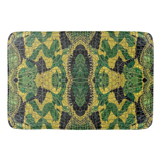 Alfombrilla De Baño Green Yellow Alligator Crocodile Dragon Leather (Anverso)
