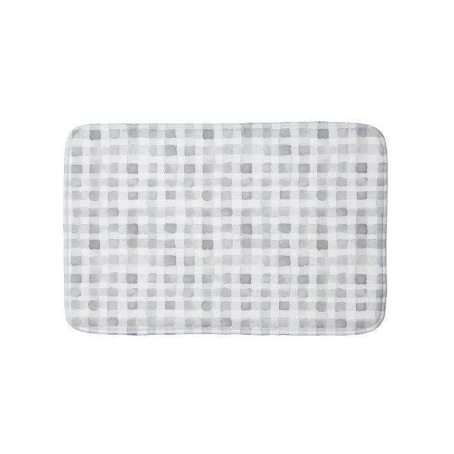 Alfombrilla De Baño Grey White Plaid Stripes  (Anverso)