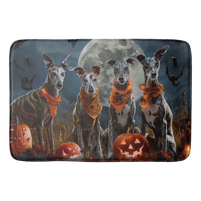 Alfombrilla De Baño Greyhound Halloween Spooky (Anverso)