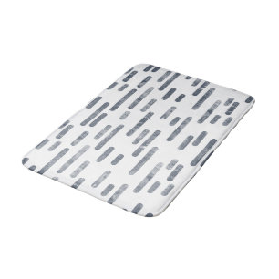 Alfombrilla De Baño Gris azul en el patrón de líneas redondeadas blanc