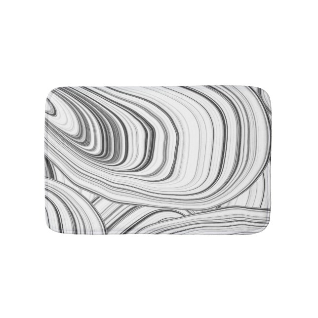 Alfombrilla De Baño Gris, Blanco y Negro Moderno Abstract Seasheles (Anverso)