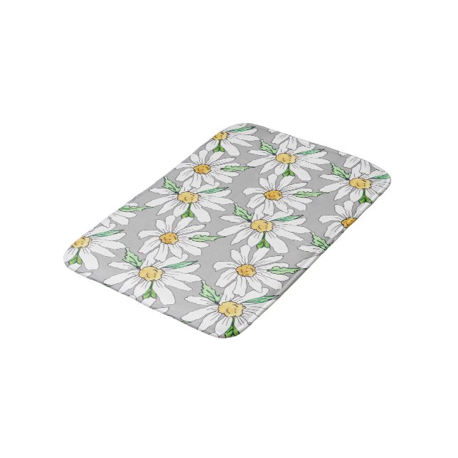 Alfombrilla De Baño gris con margaritas (Angular)
