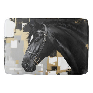 Alfombrilla De Baño Gris de caballo negro, oro negro y blanco - modern