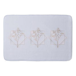 Alfombrilla De Baño Gris de lavanda con diseño floral dorado