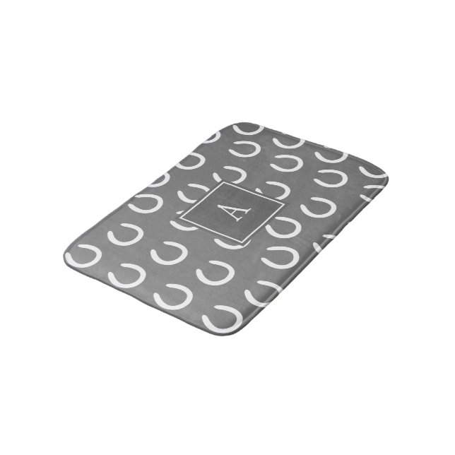 Alfombrilla De Baño Gris del monograma del zapato del caballo (Angular)