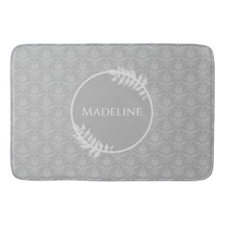 Alfombrilla De Baño Gris Elegant Damask Personalized Bath Mat