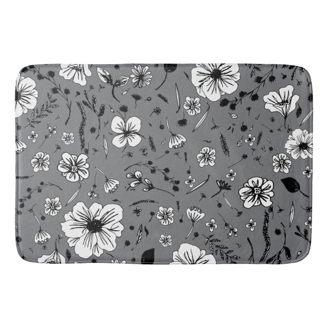 Alfombrilla De Baño Gris floral (Anverso)
