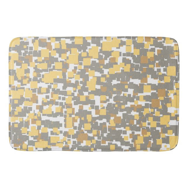 Alfombrilla De Baño Gris gráfico moderno, oro y geométrico blanco (Anverso)
