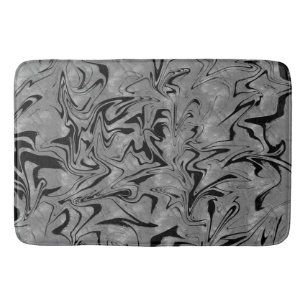 Alfombrilla De Baño Gris plateado y negro Elegante Glam Remolino de má