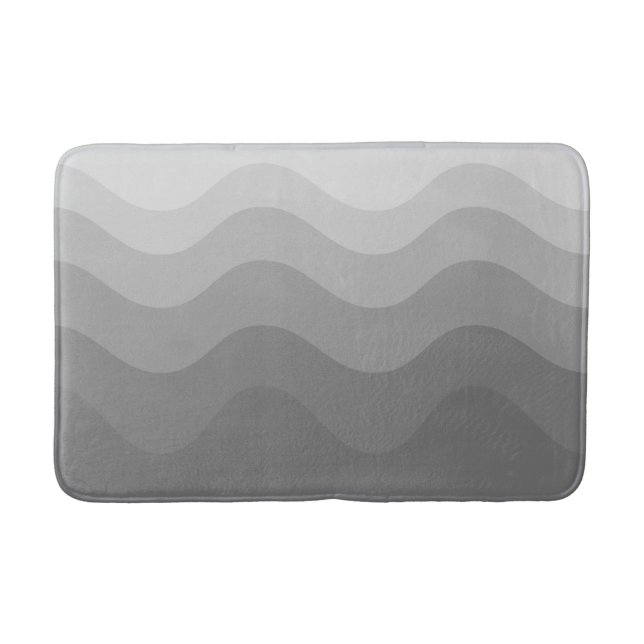 Alfombrilla De Baño Gris Wavey Stripe Moderno Bath Mat (Anverso)