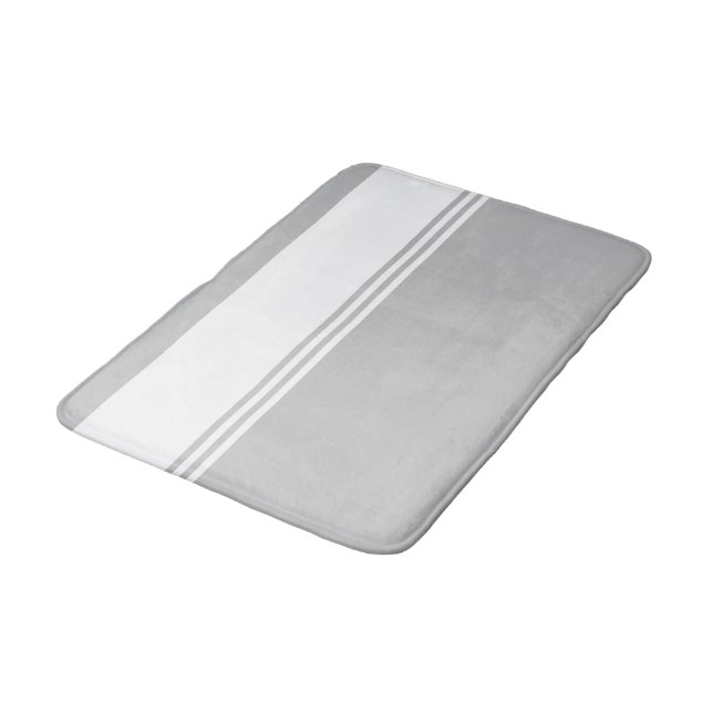Alfombrilla De Baño Gris y blanco modernos a rayas (Angular)