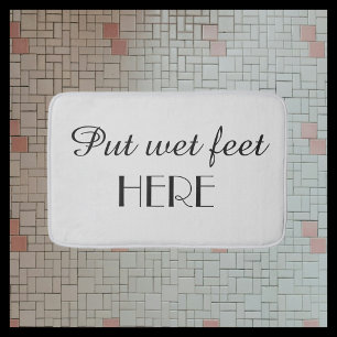Alfombrilla De Baño Gris Y Negro Funny Pon Los Pies Húmedos Aquí Encim