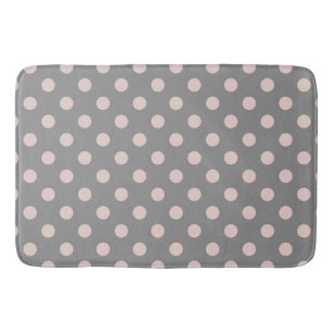 Alfombrilla De Baño Gris y Rosa Beige Lunares Moderno